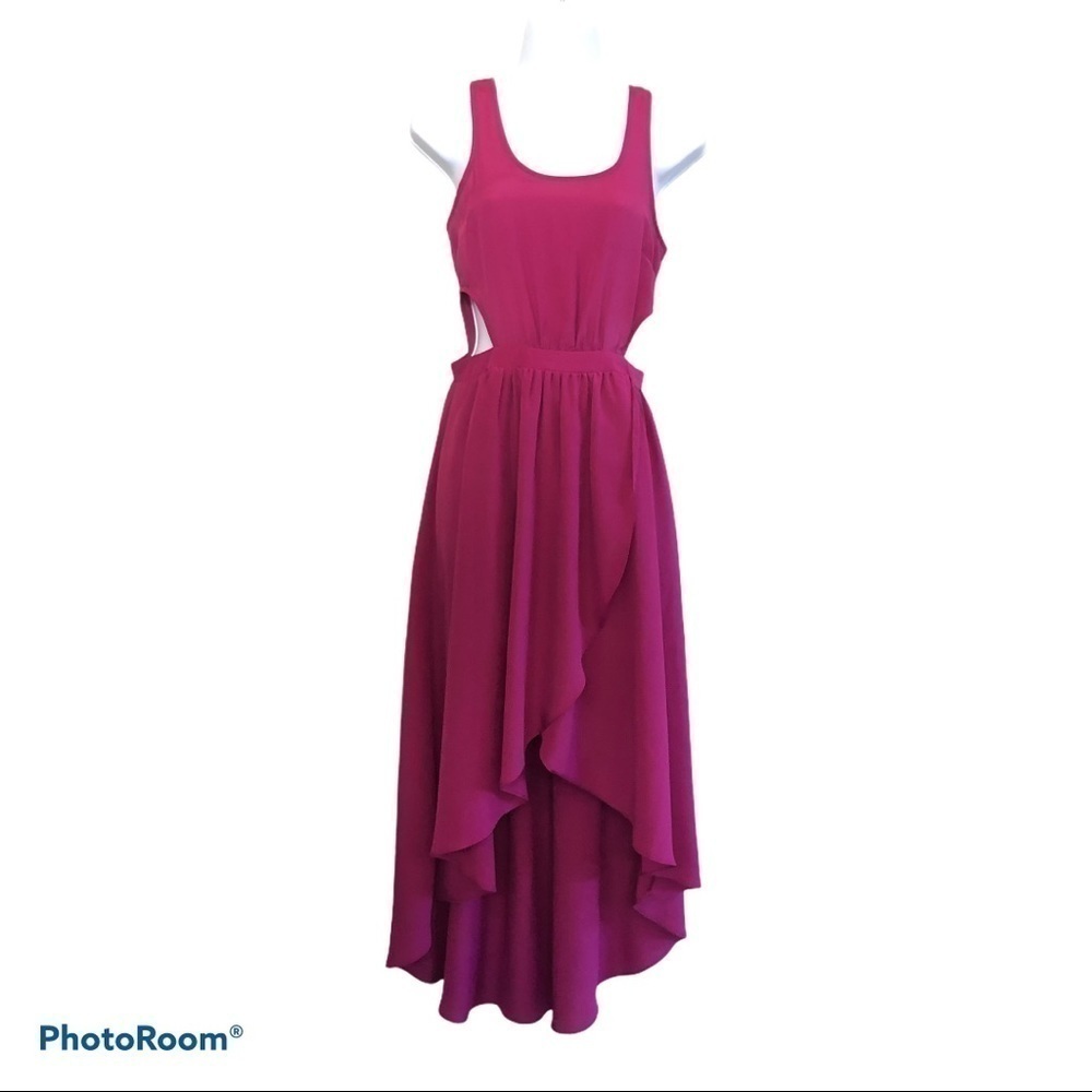 Lush High Low Cutouts Lace Up Back Maxi Dress Sz S